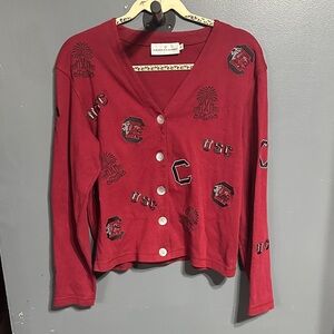 Women's Red Varsity Jacket with Embroidered Details